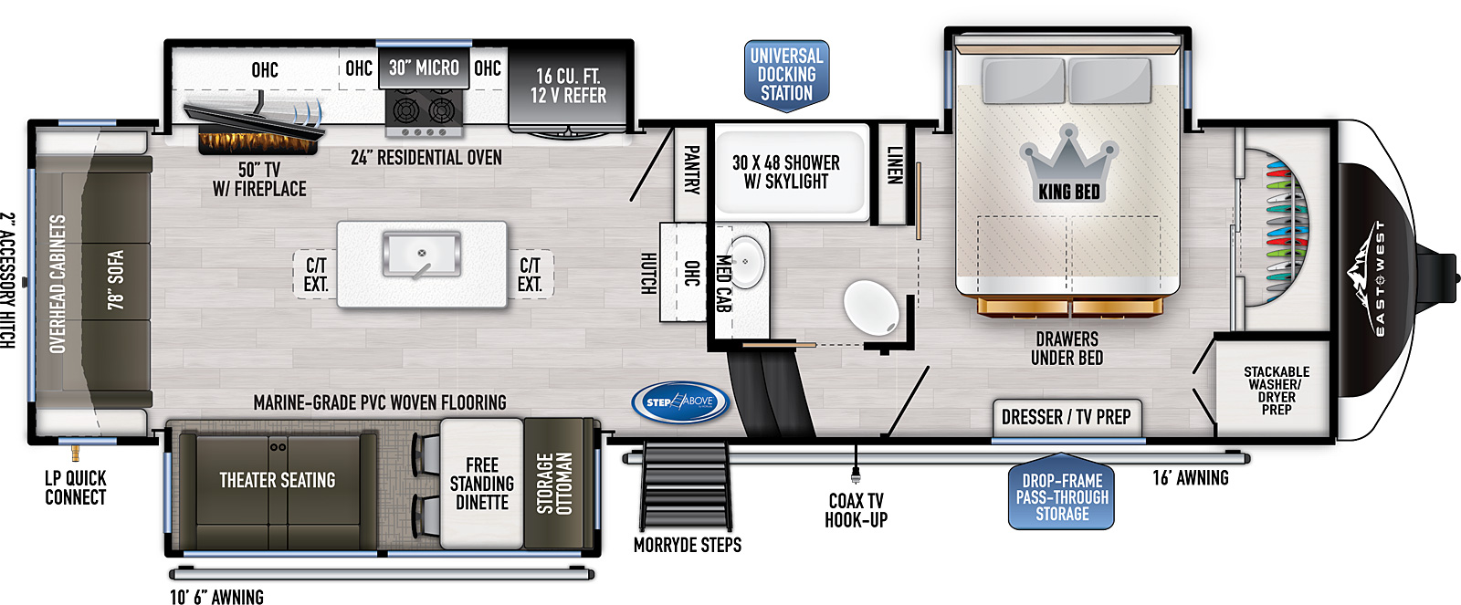 2023 EAST TO WEST RV AHARA 325RL, , floor-plans-day image number 0